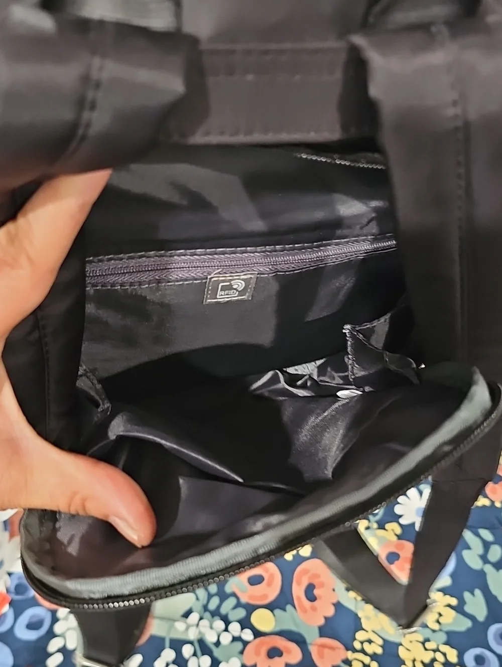 Hedgren Vogue Black backpack features tone-on-tone hardware & RFID-blocking